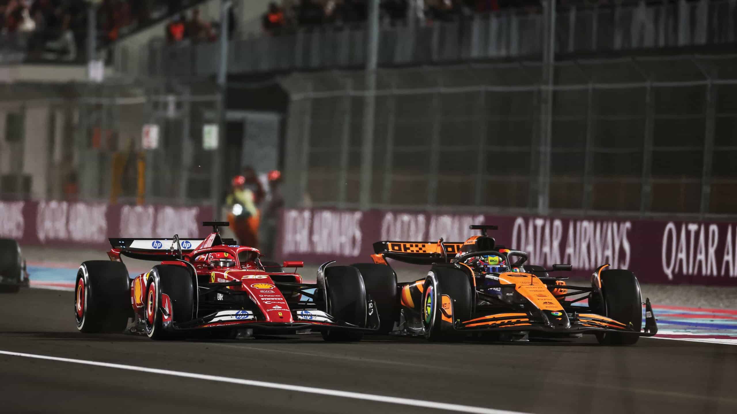 Duel Ferrari dan McLaren di tikungan GP F1 2025