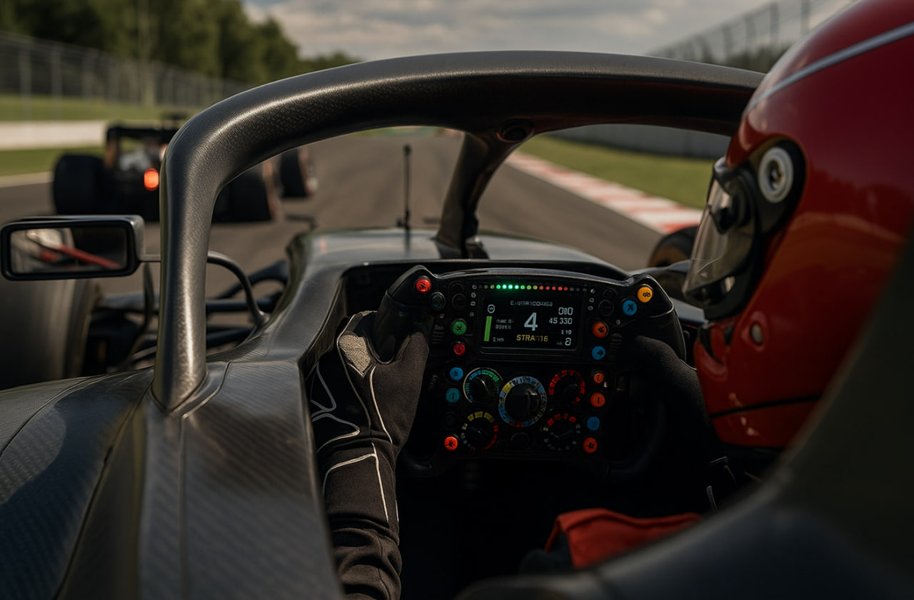 Pengaturan brake balance dan engine mode mobil F1 2025 saat race berlangsung